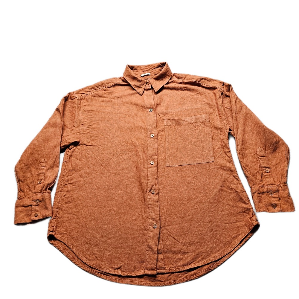 Abercrombie & Fitch Shirt Top Womens Small Orange Oversized Collared Button Up